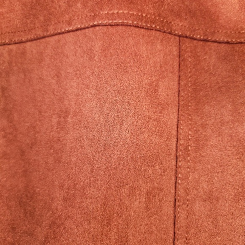 Philosophy Womens Faux Suede Moto Jacket Cognac Rust Brown Zip Front Size S - Picture 8 of 8
